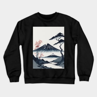 Serene Mount Fuji Sunset - Peaceful River Scenery Crewneck Sweatshirt